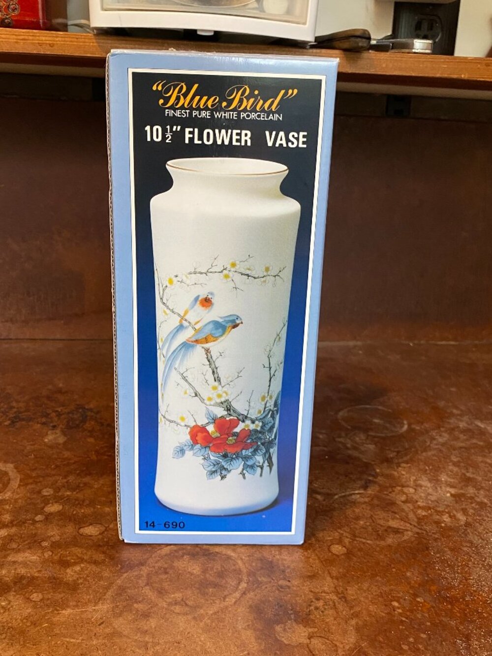 1960s NIB 10.5-inch Blue Bird Japanese Porcelain Vase Made by Jay Vintage
